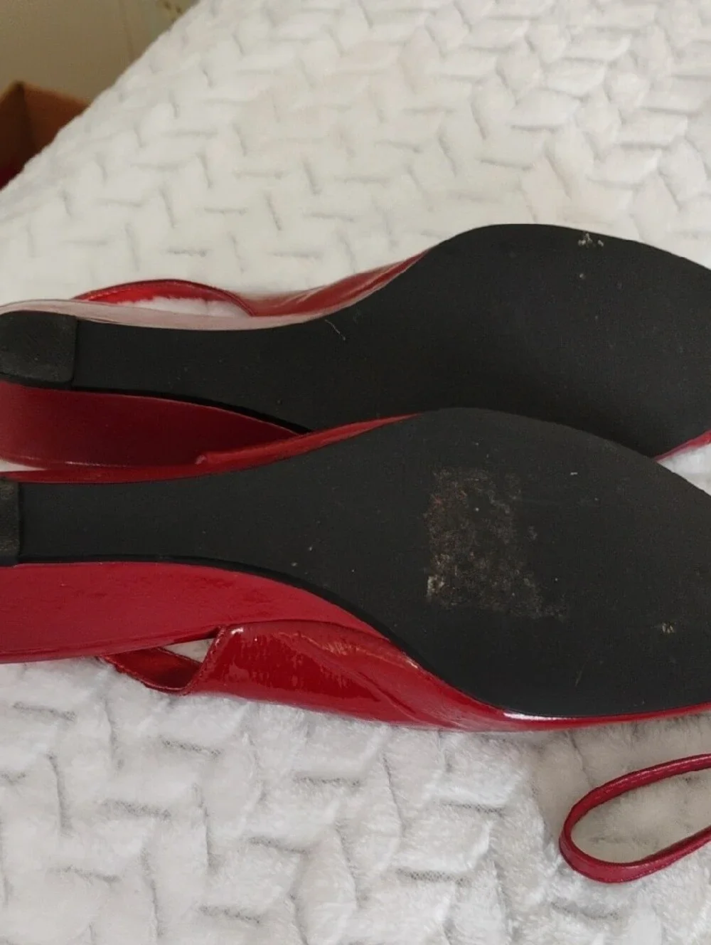 Rampage Red Peep-Toe Slingback Heels with Matching Clutch